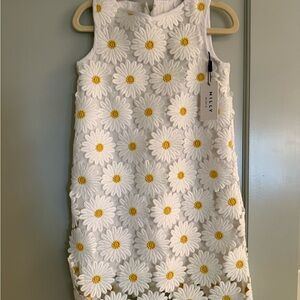 Milly Minis White Dress with Yellow Daisy Accents